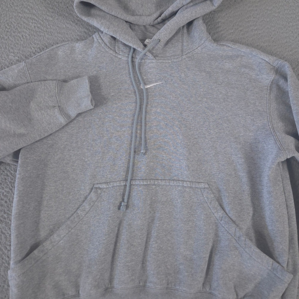 Nike Hoodie Womens S Grey Oversized Pullover Phoenix Fleece Embroidered Swoosh